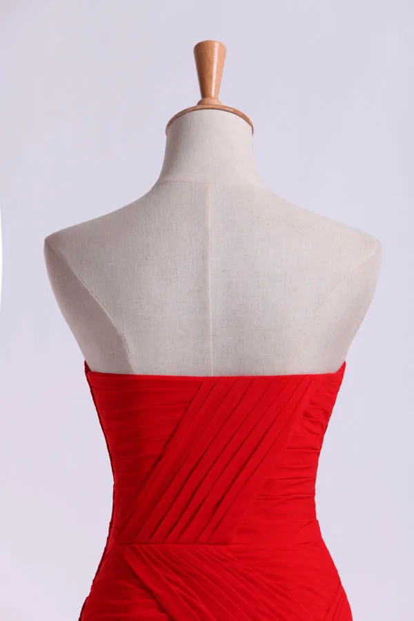 2024 Prom Dresses Sheath Sweetheart Chiffon With Slit P93ZZMFJ