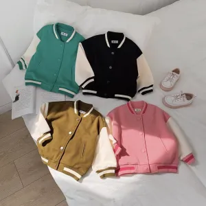 Basic Solid Color Baseball Jacket