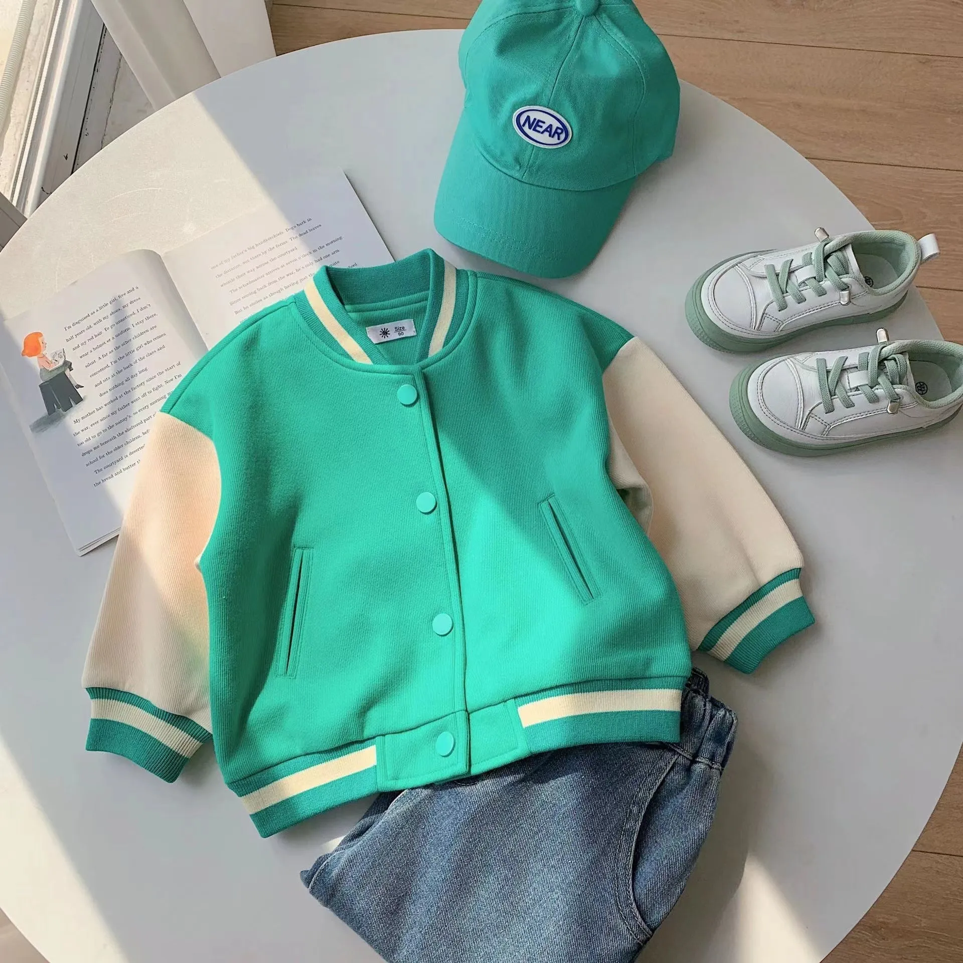 Basic Solid Color Baseball Jacket