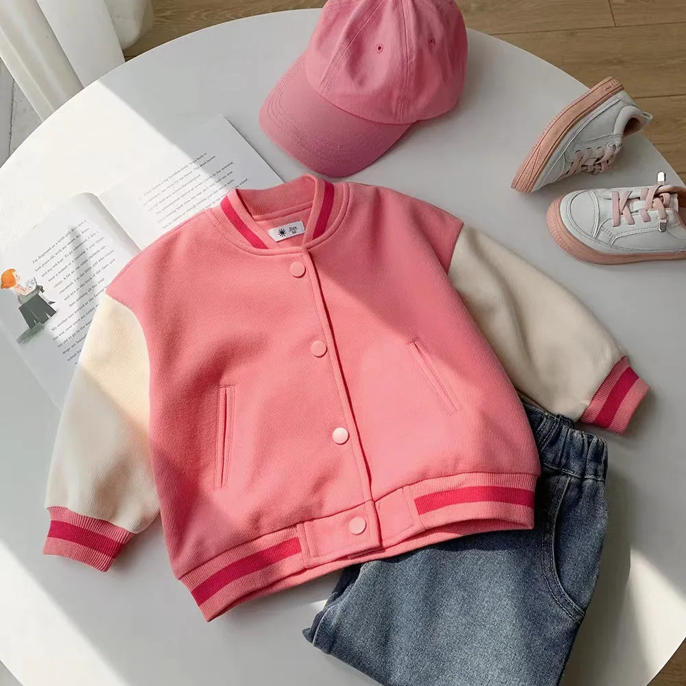 Basic Solid Color Baseball Jacket