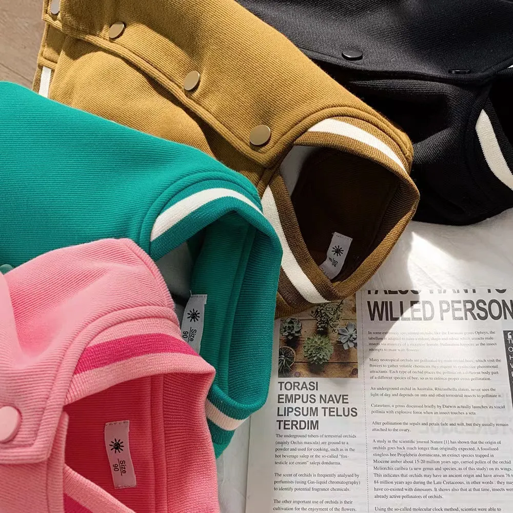 Basic Solid Color Baseball Jacket