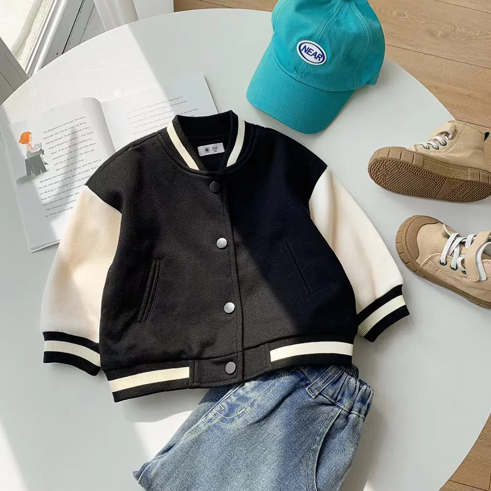 Basic Solid Color Baseball Jacket