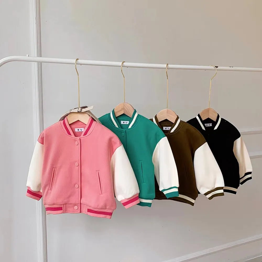 Basic Solid Color Baseball Jacket