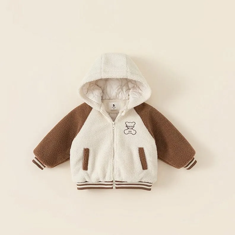 Bear Plush Quilted Baseball Jacket