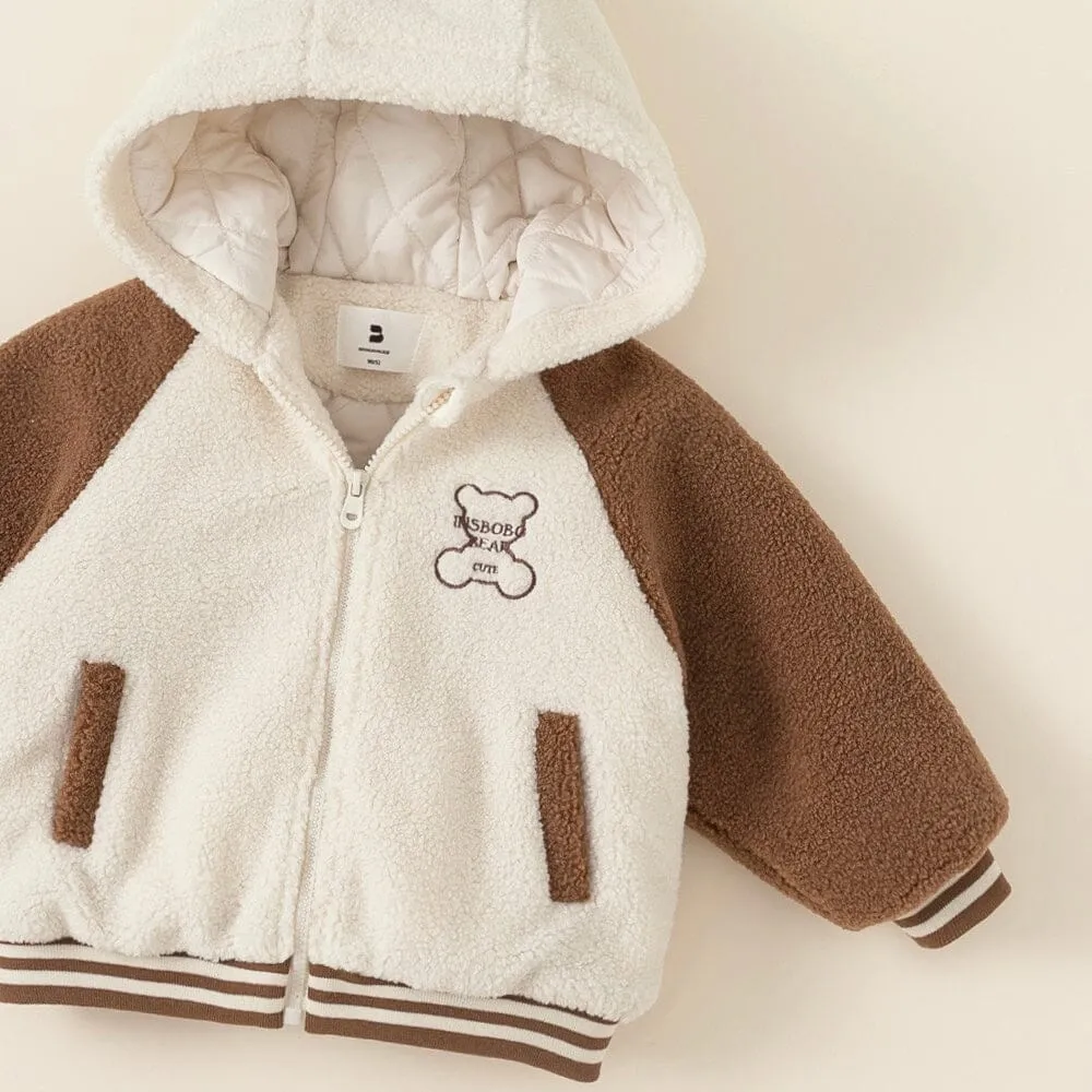 Bear Plush Quilted Baseball Jacket