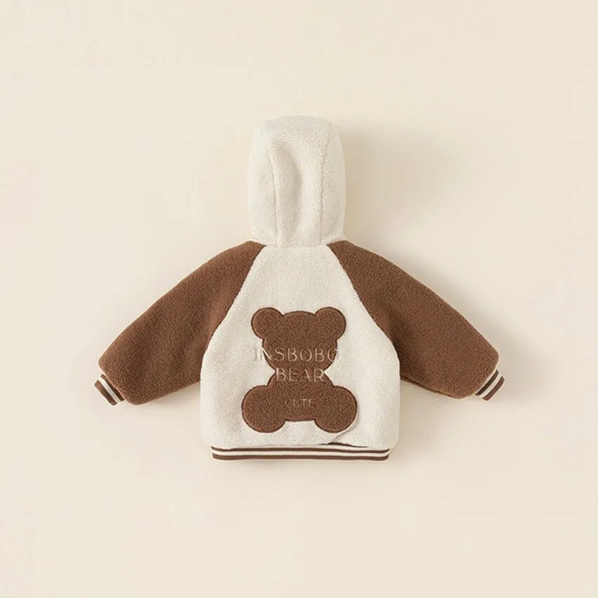Bear Plush Quilted Baseball Jacket