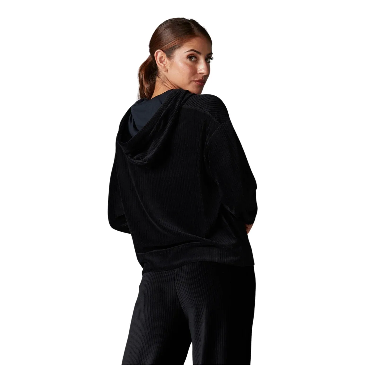 BRUSHED RIB PULLOVER HOODIE