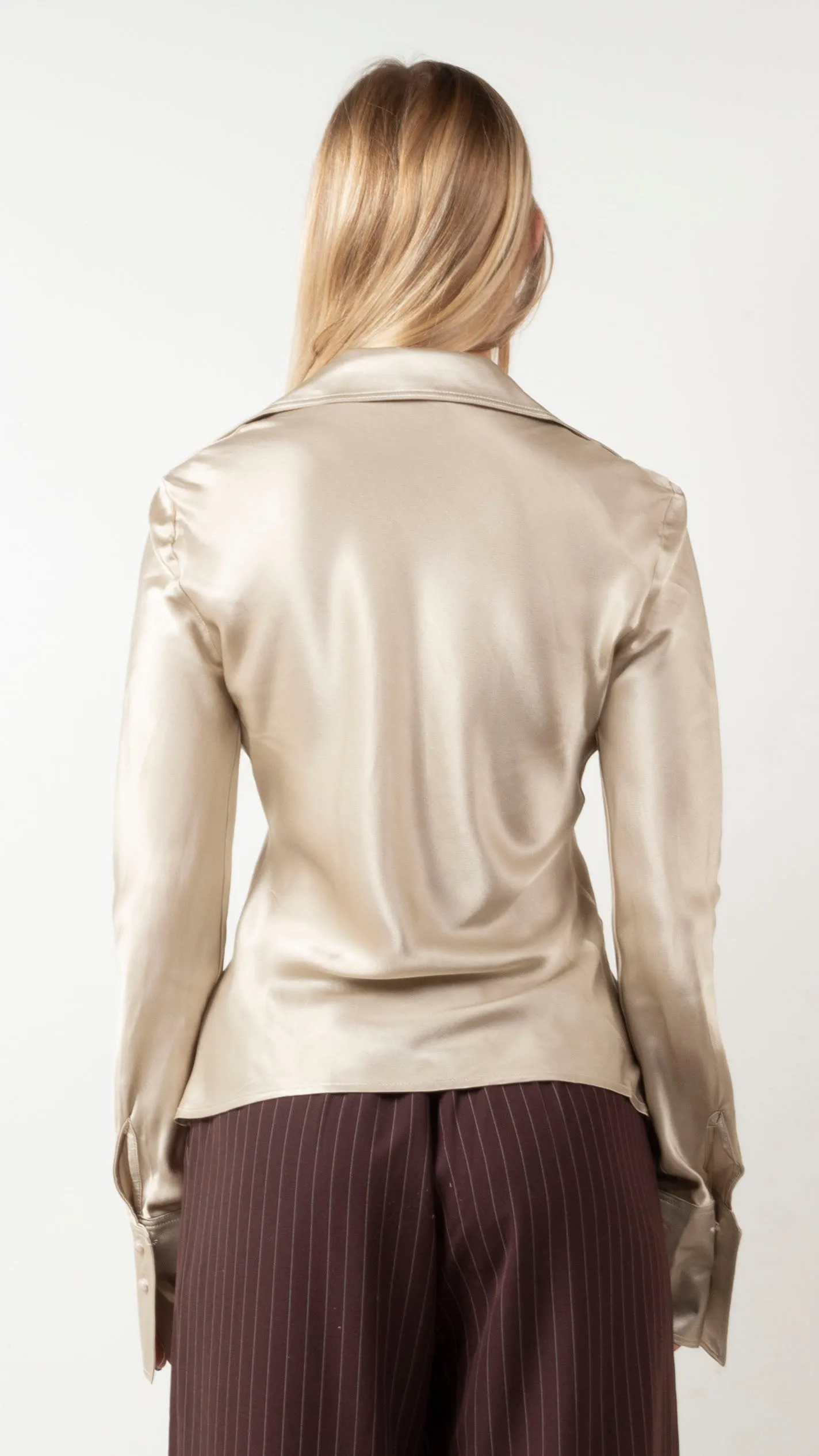Camila Silky Button Down - Champagne