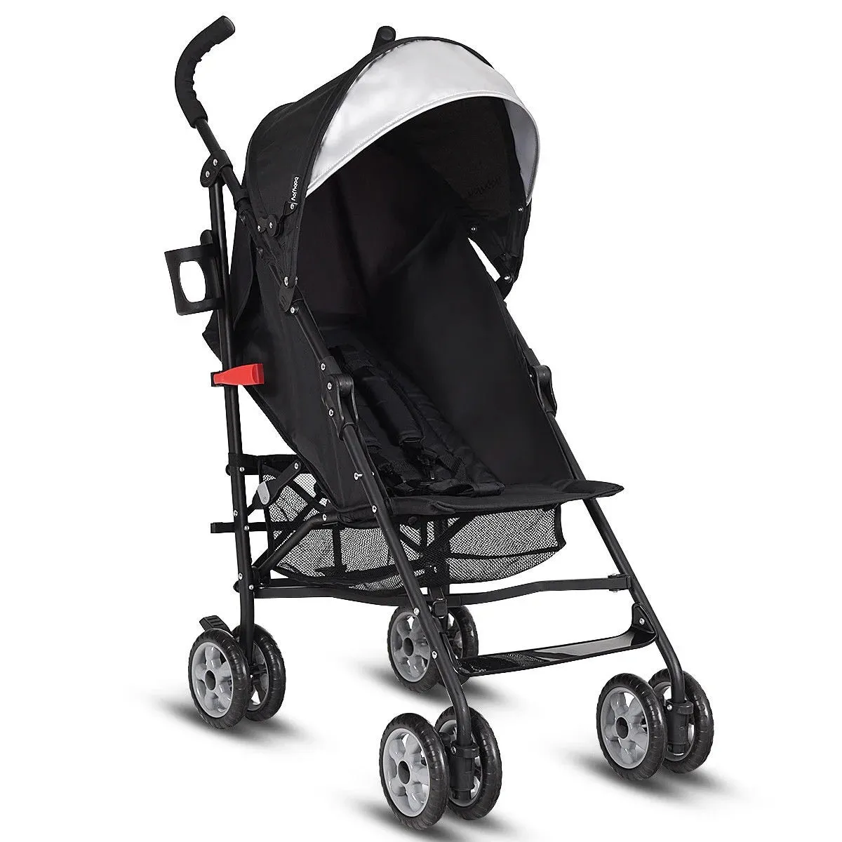 Costway Folding Lightweight Baby Toddler Umbrella Travel Stroller with Storage Basket Black