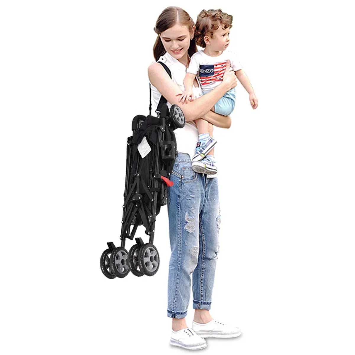 Costway Folding Lightweight Baby Toddler Umbrella Travel Stroller with Storage Basket Black