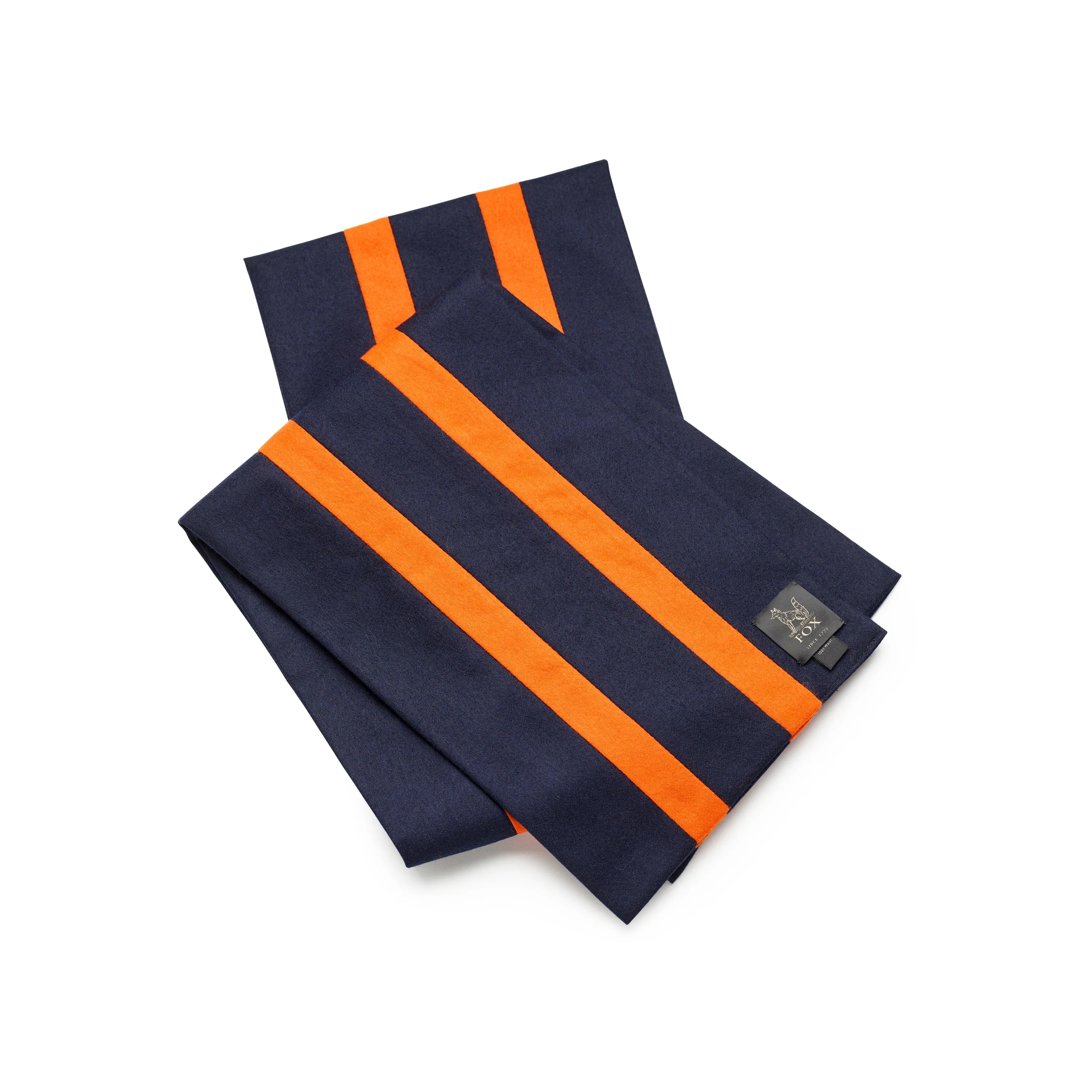 Fox Brothers Navy and Bright Orange Striped College Scarf