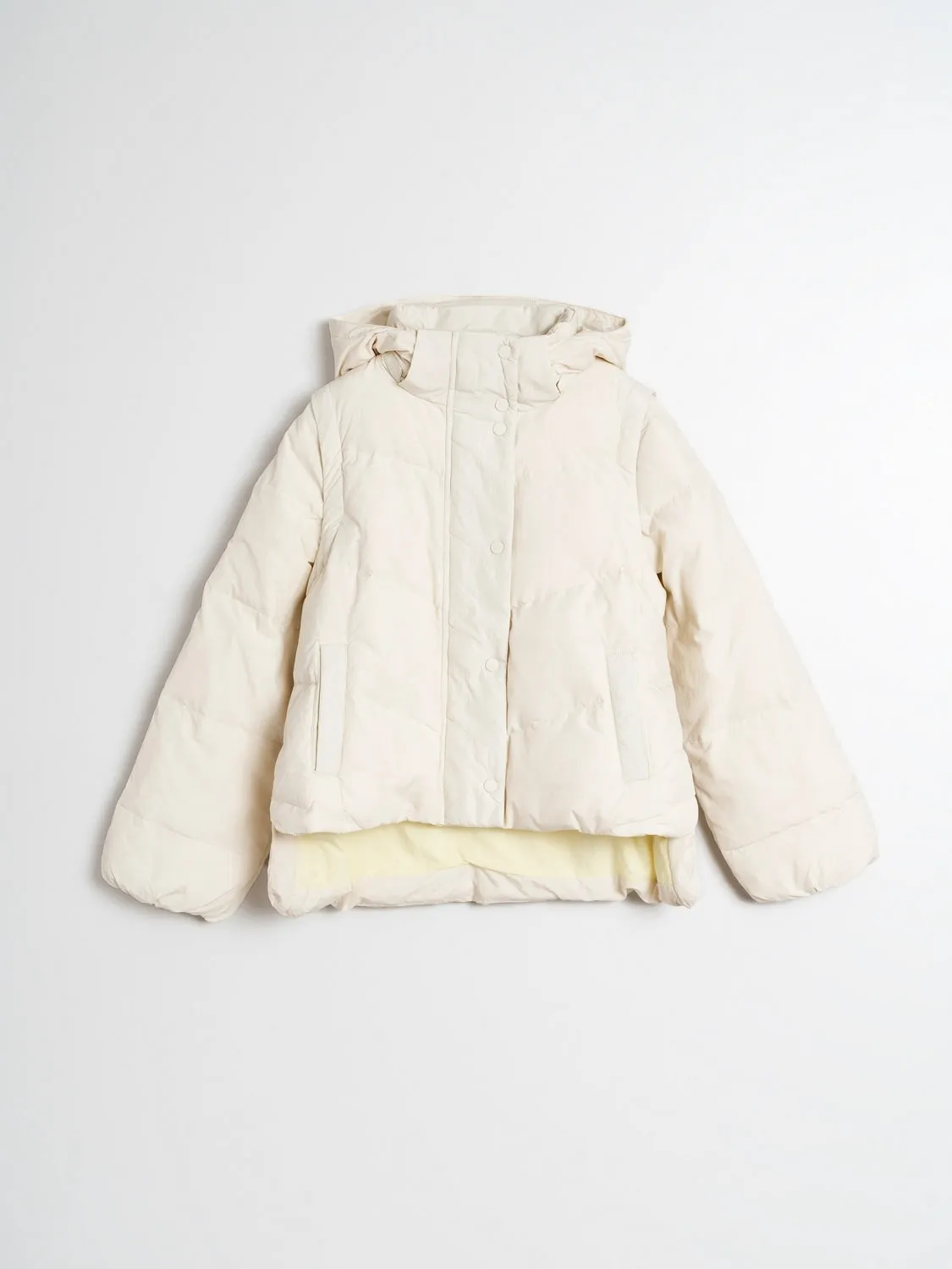 Indi & Cold Convertible Down Jacket/Vest Cream F711