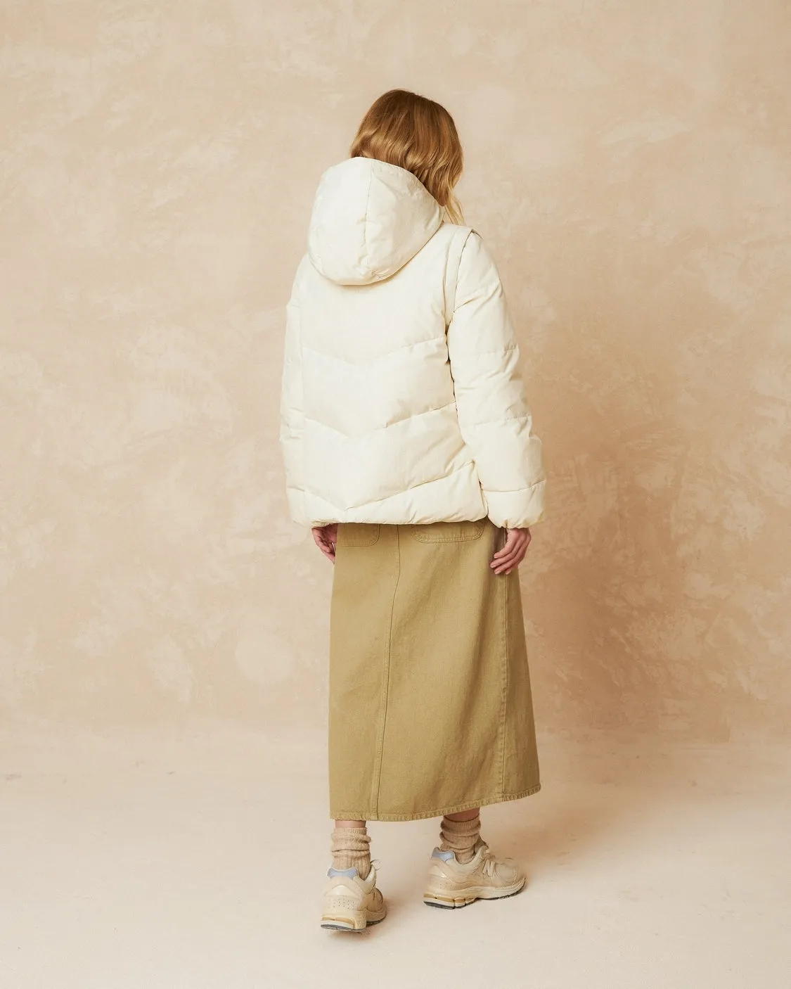 Indi & Cold Convertible Down Jacket/Vest Cream F711