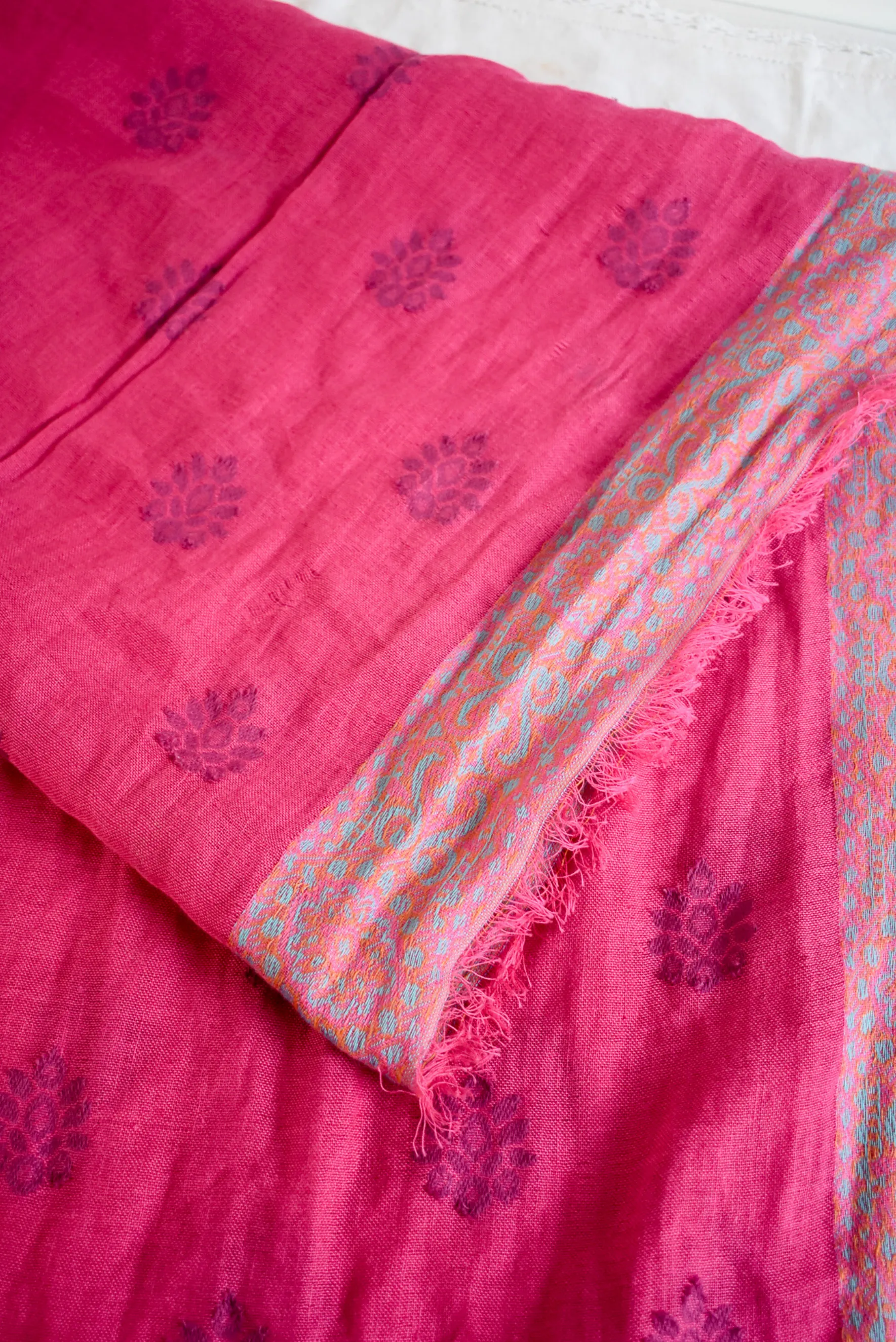 Lotus flower fuchsia shawl