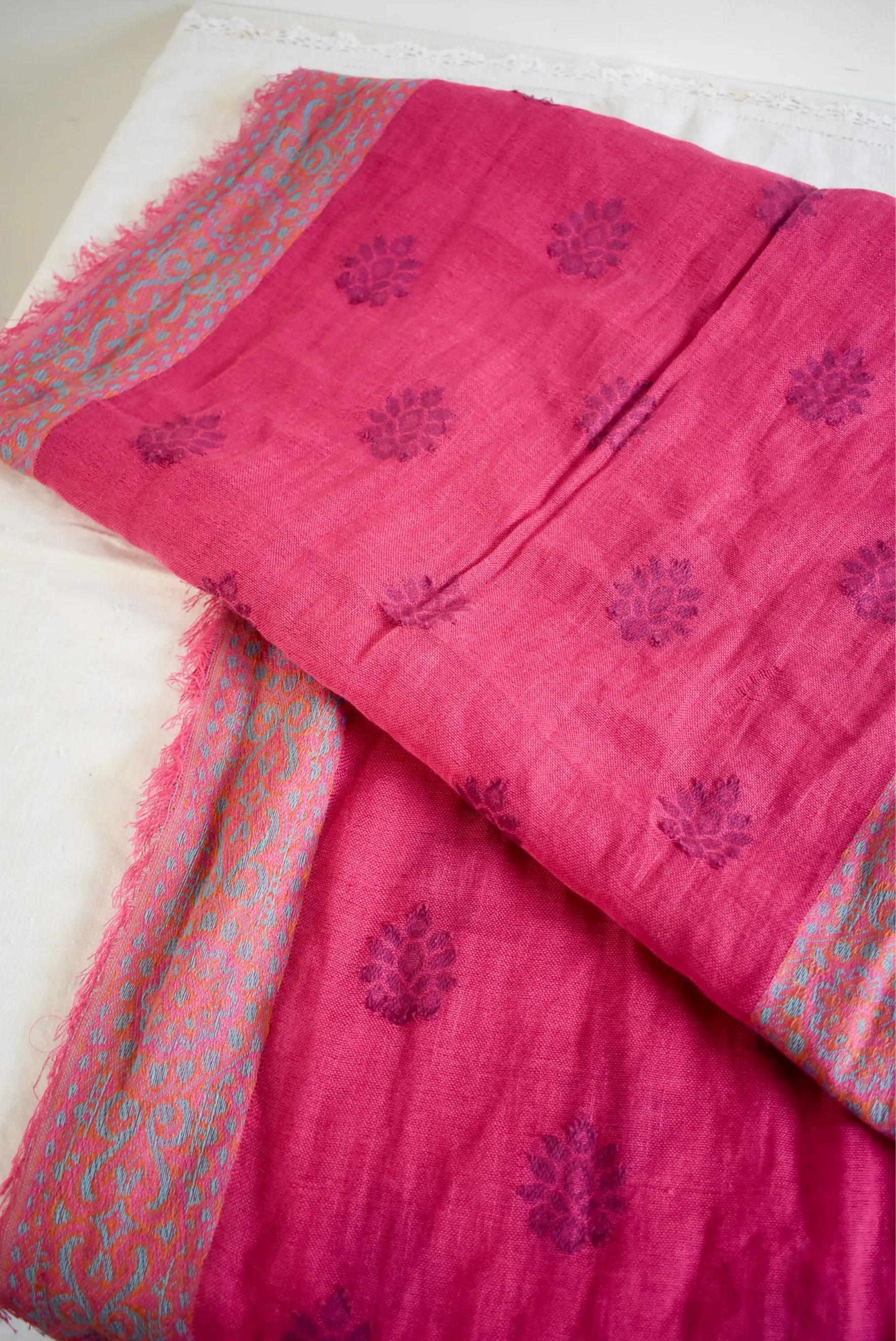 Lotus flower fuchsia shawl
