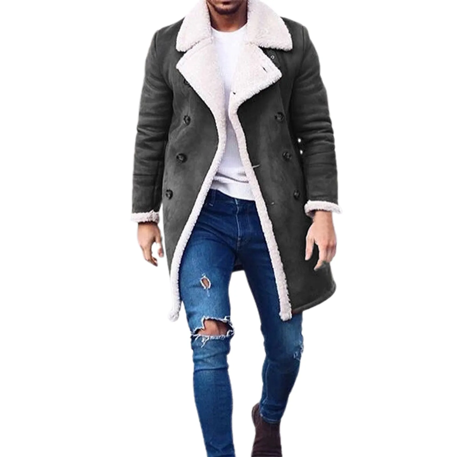 Men Turn-down Collar Thicken Warm Winter Jacket for Outdoor