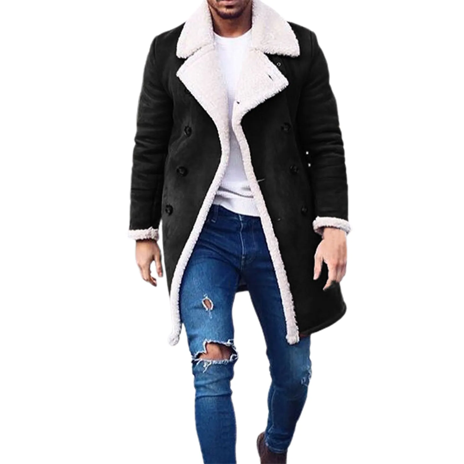 Men Turn-down Collar Thicken Warm Winter Jacket for Outdoor