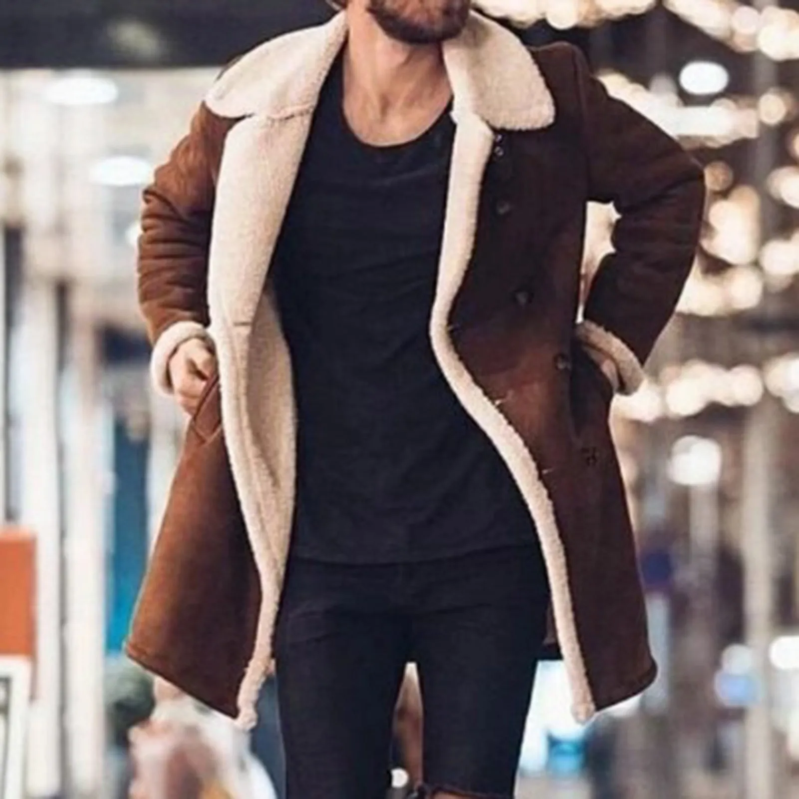 Men Turn-down Collar Thicken Warm Winter Jacket for Outdoor