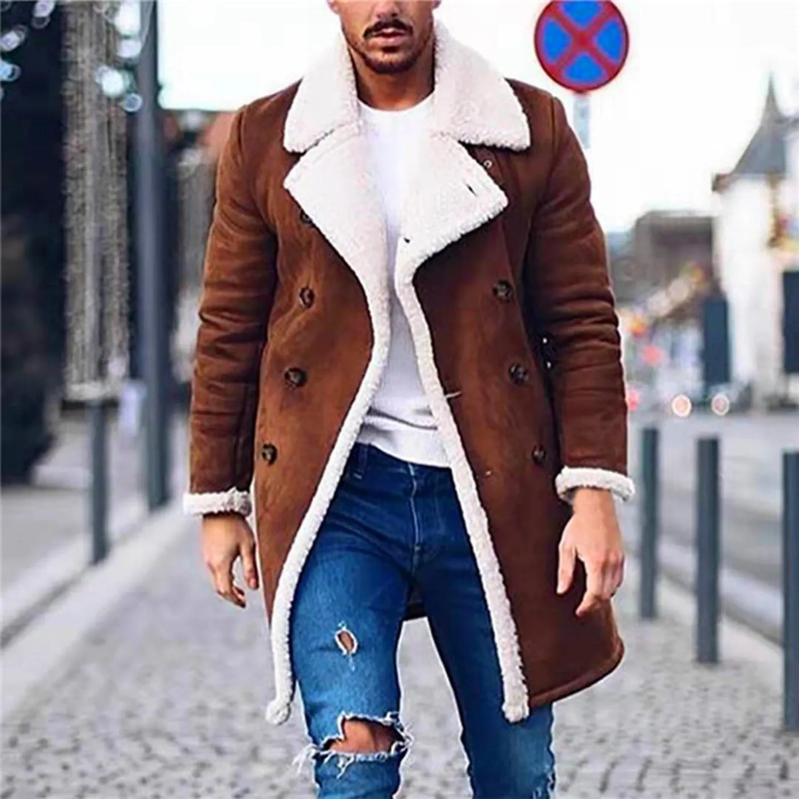 Men Turn-down Collar Thicken Warm Winter Jacket for Outdoor