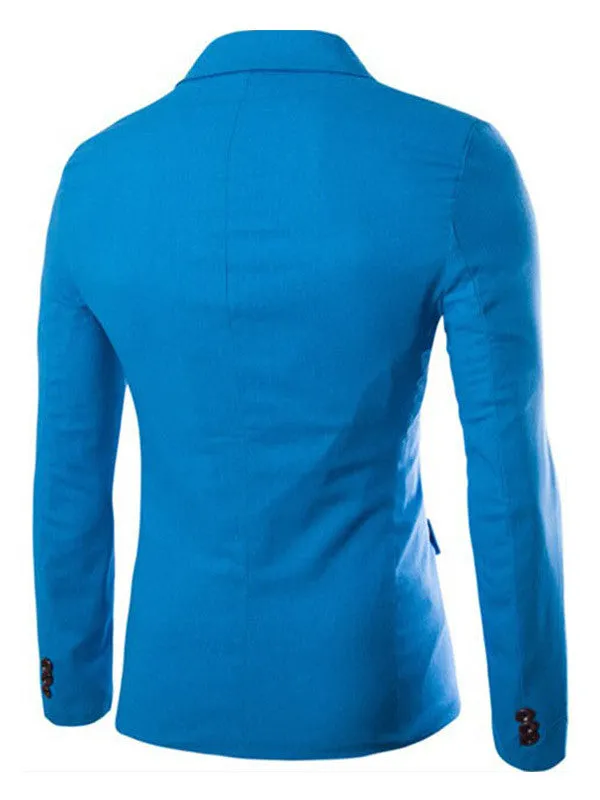 Men's Pure Color One Button Flap Pockets Suits