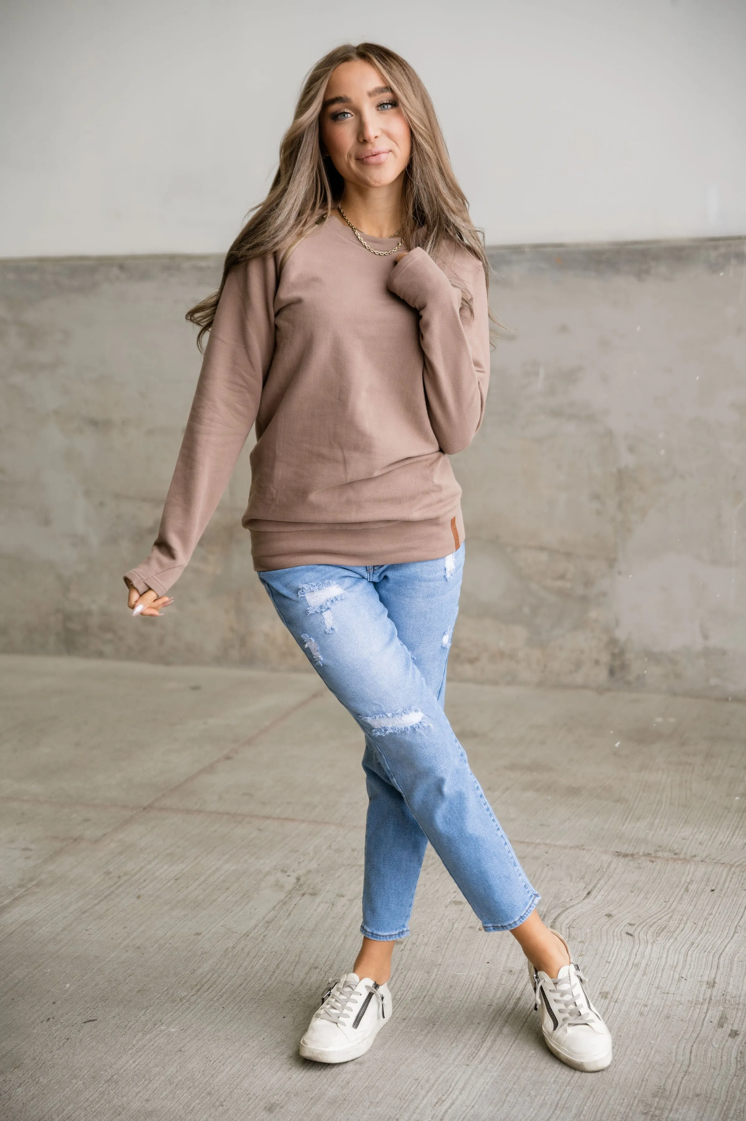 Pullover Sweatshirt - Ash Mocha SideZip