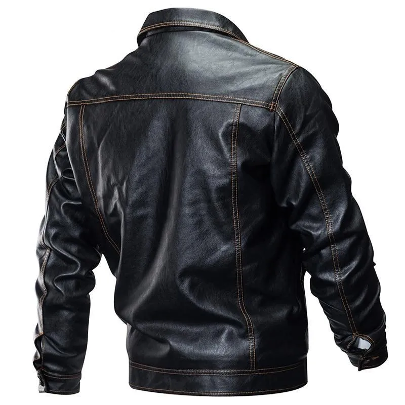 West Louis PU Leather Tactical Army Bomber Jacket