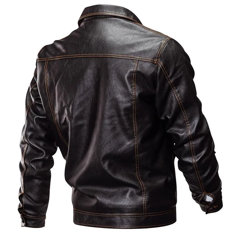 West Louis PU Leather Tactical Army Bomber Jacket