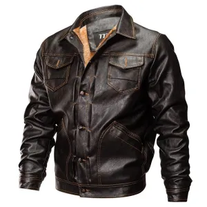 West Louis PU Leather Tactical Army Bomber Jacket