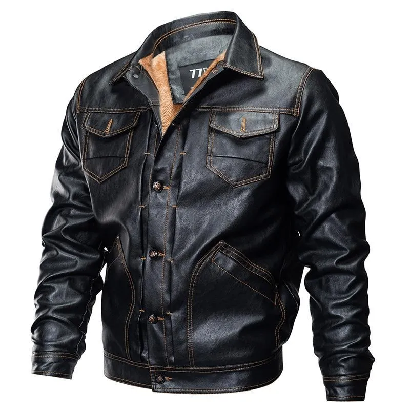 West Louis PU Leather Tactical Army Bomber Jacket