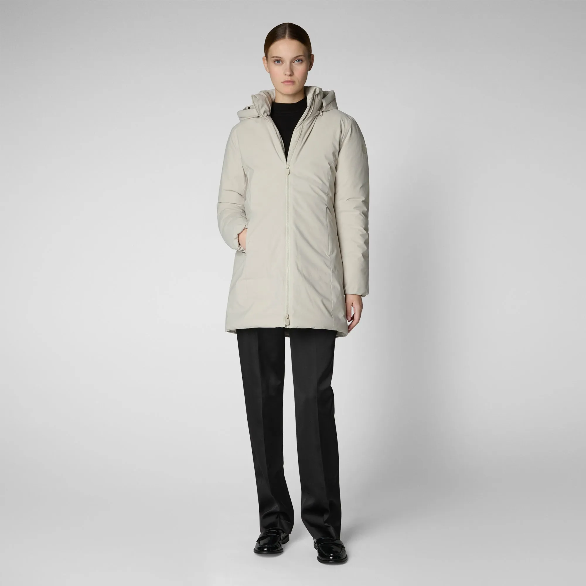Woman's hooded parka Rachel in rainy beige